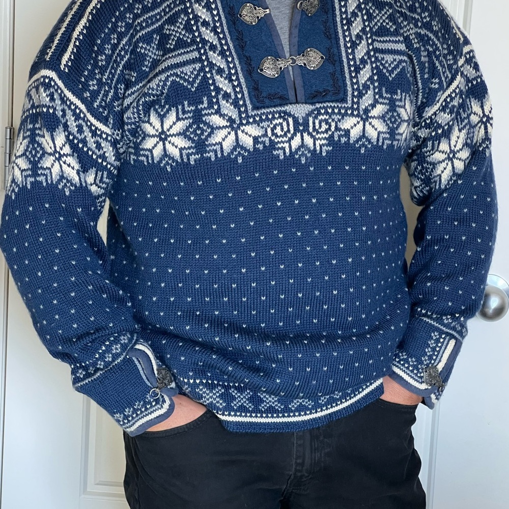 Dale of Norway Setesdal Wool Sweater Men’s M Blue White Vintage Norway